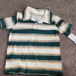 Carter's Green and Cream Striped Polo Shirt